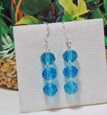 Sparkly Rondelle Crystal Drop Earrings on 925 Silver Wires - New Colours!