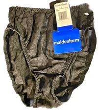 Vtg Maidenform Hi Cut Black Floral Lace Size 5 Panty NWT
