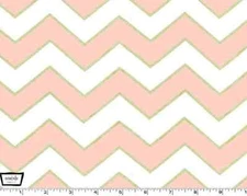 Michael Miller Fabric Glitz Metallic Chic Chevron 100% Cotton Fabric, Blush Pink