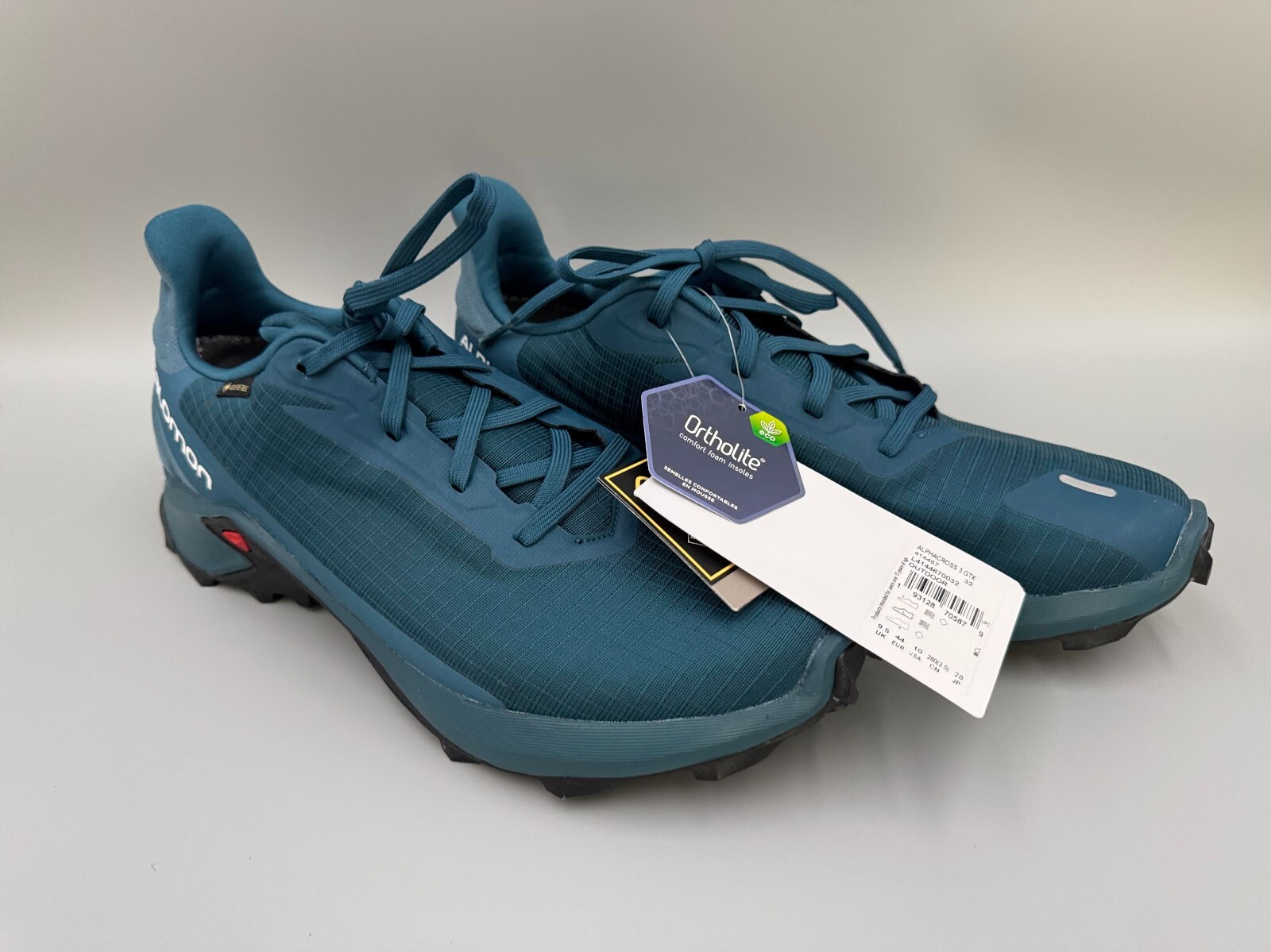 Scarpe da Trail Running Uomo Salomon Alphacross 3 GoreTex Blu Mallard Taglia 10 Nuove con etichette