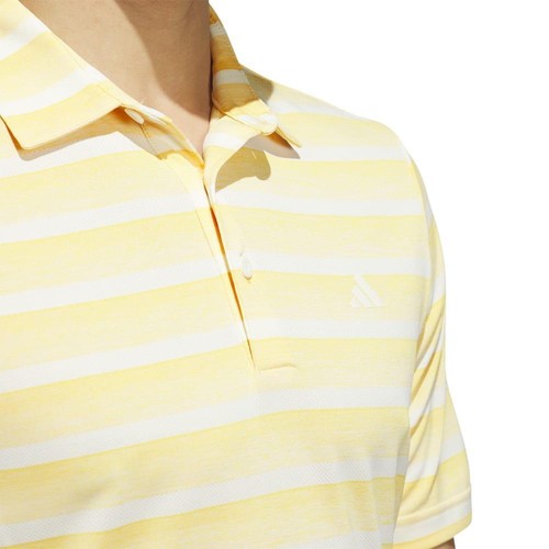 adidas 2 Colour Stripe Golf Polo Shirt Semi Spark Yellow - NEW! 2024 - Picture 4 of 5