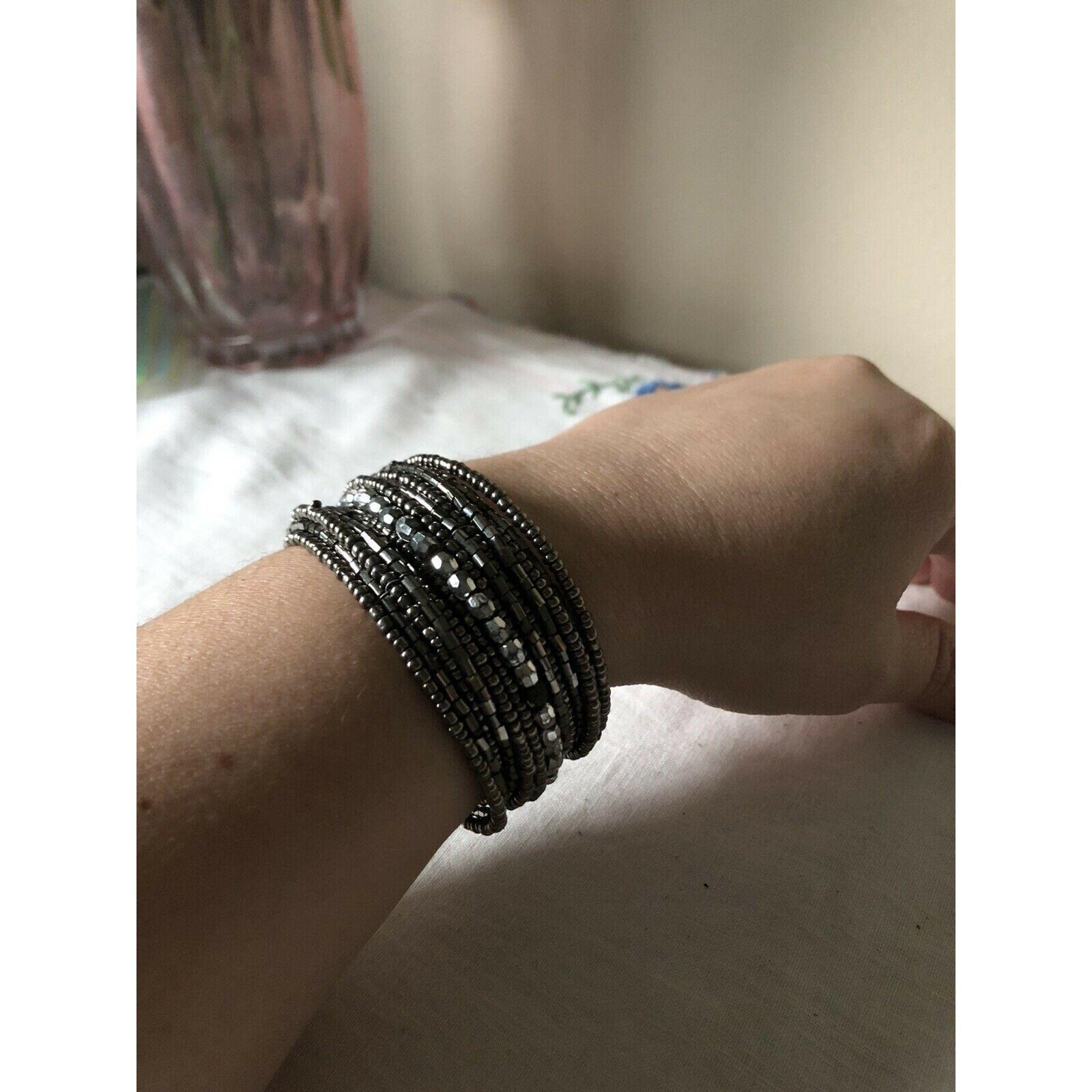 Silver Tone Bangle Multilayer Bracelet Bling Silv… - image 3