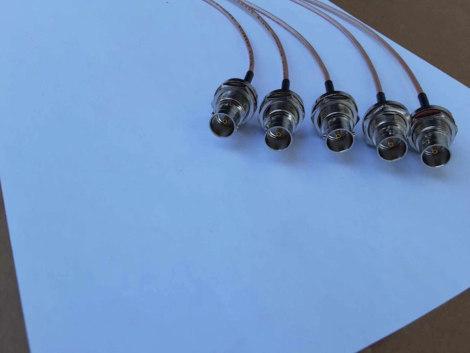 5 pack US MADE BNC female to 1.0/2.3 DIN male RG179 SDI pigtail cable 75ohm 1 FT - Image 3 of 3