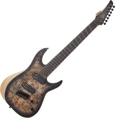 Schecter Reaper-7 Multiscale Electric Guitar in Satin Charcoal Burst