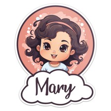 Brunet Baby Girl Mary Name Car Bumper Sticker Vinyl Decal