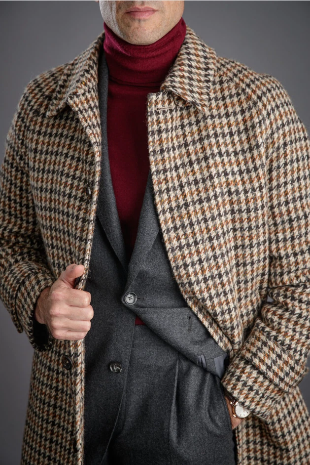 Abrigo de pata de gallo para hombre informal de negocios informal vintage años 60 chaqueta larga Foto 3 de 4