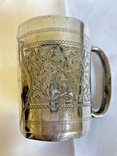 Victorian Mappin & Webb Sterling Silver Floral Pattern Christening Mug
