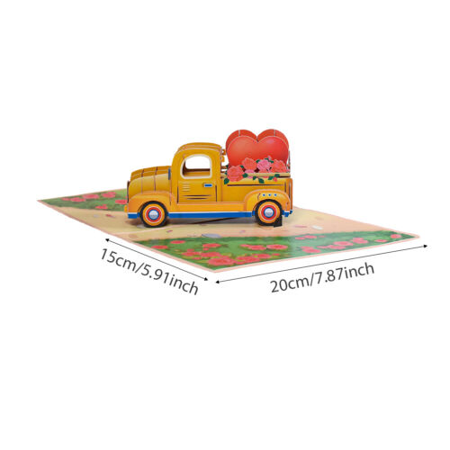 2packs 3D Truck Wedding Card Flower Heart Valentines Day With Envelope Surprise - Foto 1 di 9