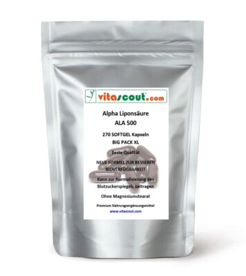 Alpha Liponsäure ALA 270 SOFTGEL-Kapseln á 250mg HOCH BIOVERFÜGBAR - VITASCOUT 