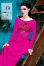 Ao Dai Vietnamese Silk Print 3D , Designer Flowers Long Dress With Pants