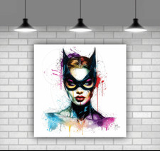 Wall Art Canvas Print Cat Woman Framed Ready To Hang Wall Décor Modern Art