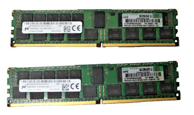 Lot of 2 Micron HPE 16GB 2Rx4 PC4-2400T-RB1-11 DDR4 ECC Registered Server RAM