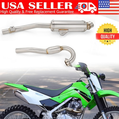 #ad #ad Exhaust Full System Stainless Steel Racing Silver For Kawasaki KLX140 KLX140L R $166.08