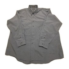 Arrow Mens Long Sleeve Button Down Blue Check Shirt Size XXL 18-18-1/2, 34/35 .