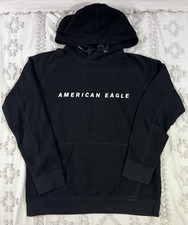 American Eagle Outfitters Black Pullover Hoodie with White Logo