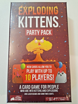 EXPLODING KITTENS Party Pack Edition 2-10 Players Card Game Ages 7+ New Sealed