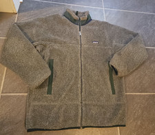 VTG 90'S PATAGONIA PEF DEEP PILE FLEECE GRAY & GREEN JACKET MEN'S XL USA MADE