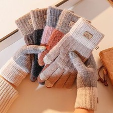 Women Ladies Winter Cashmere Knitted Gloves Warm Thick Soft outdoor One Size US