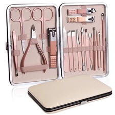 Beauté Secrets Manicure Kit, pedicure tools for women& Men, 18 Pieces, Rose gold