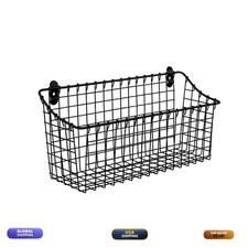 Spectrum Large Wire Wall Mount Storage Basket Matte Black