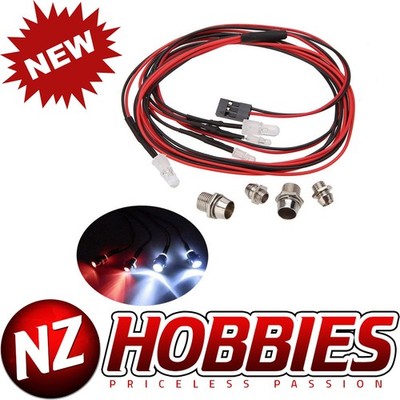 NZ HOBBIES 4 LED Lights Kit 2 White 2 Red 1/10 1/8 for Traxxas HSP Redcat RC4WD