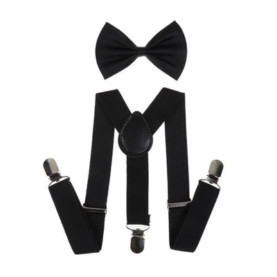 FGSS Boy-Girl Classic-Suspender - Kids Y-Shape Elastic Adjustable Back Black