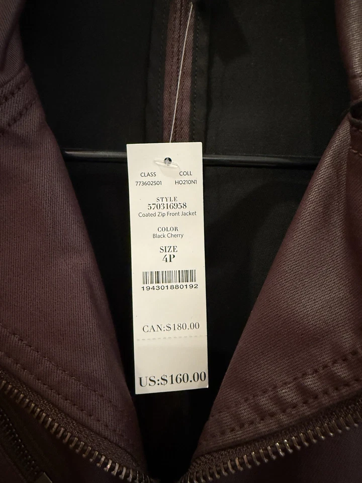 Chaqueta Moto BNWT Casa Blanca Mercado Negro Recubierta Cuero Look Borgoña 4P Foto 3 de 4