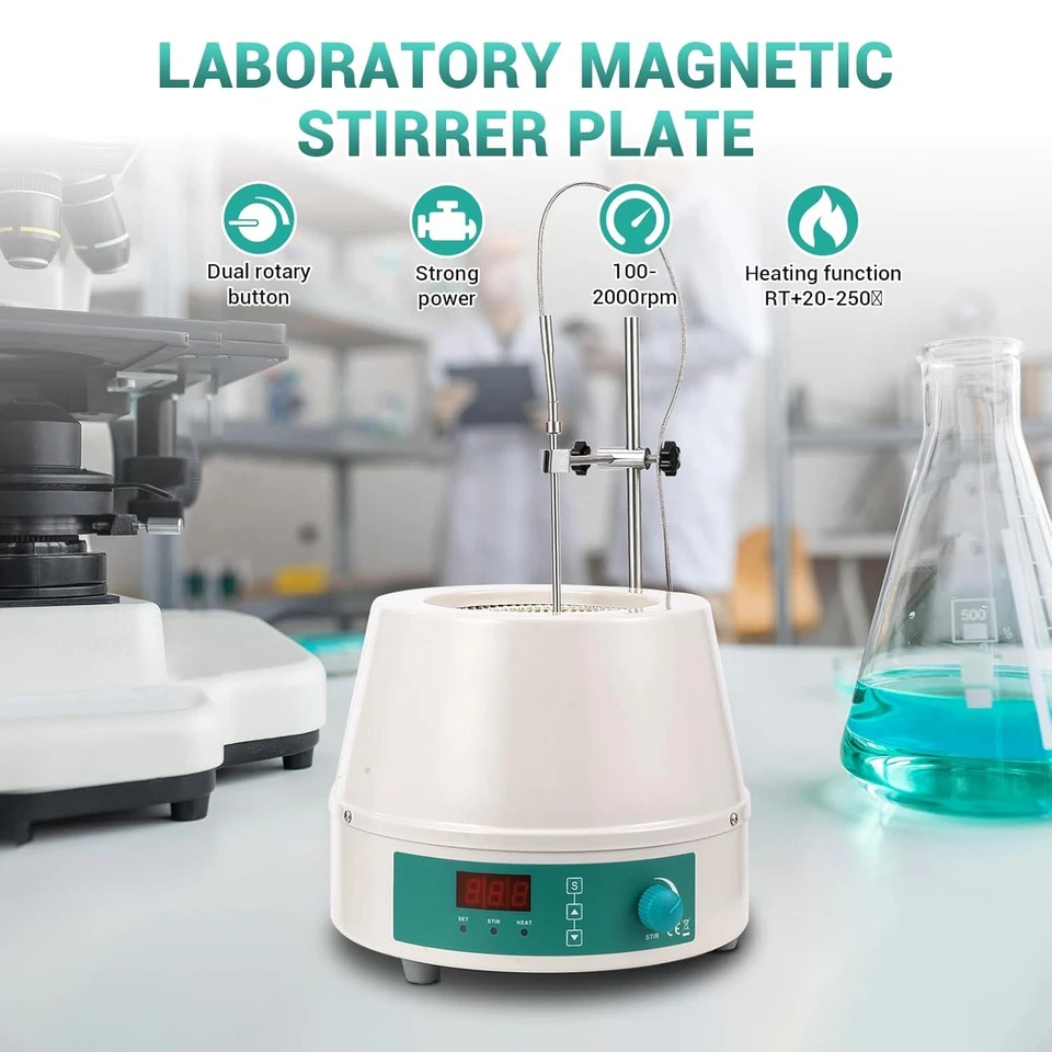 Цифровая магнитная куртка для перемешивания и нагрева 1000 мл 350 Вт ПИД-оборудование для контроля температуры - Изображение 2 из 4