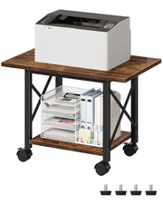 23.6" Under Desk Printer Stand, 2-Tier Printer Table with Wheels Adjustable F...