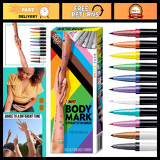 Temporary Tattoo Markers for Skin - Pride Pack, 11 Assorted Colors, Skin-Safe, F