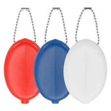 Rubber Coin Purse, 1 Set Squeeze Coin Holders with Chain, Multicolor