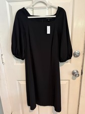 NWT Banana Republic Womens Puff Sleeve Little Black Dress Lg Lined