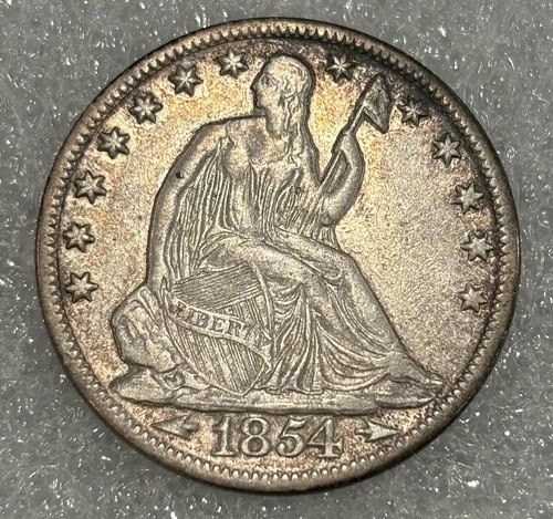1854-O ARROWS SEATED LIBERTY HALF DOLLAR  XF/AU DETAILS