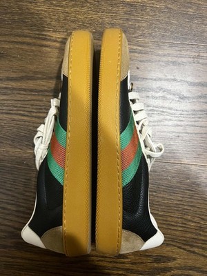Gucci G74 Web Sneakers Black Leather Suede Bee Sole Gucci 8 US 8.5 Italy