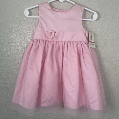 NWT Carters Baby Pink Sleeveless Dress with Floral Accent 9 Months Wedding Party