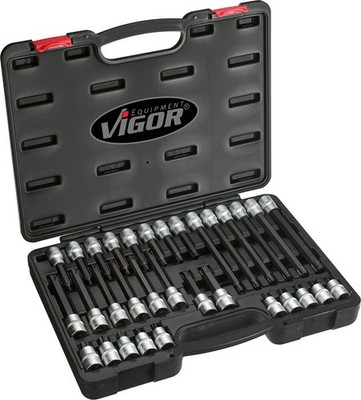 VIGOR SCHRAUBENDREHER-EINSATZ SATZ 32-TLG. TORX PROFIL T20 - T70 STECK NÜSSE 