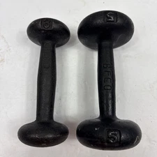 Lof Of 2 Vintage Single 3lb/5lb BFCO Iron Dumbbell Bun Round Head