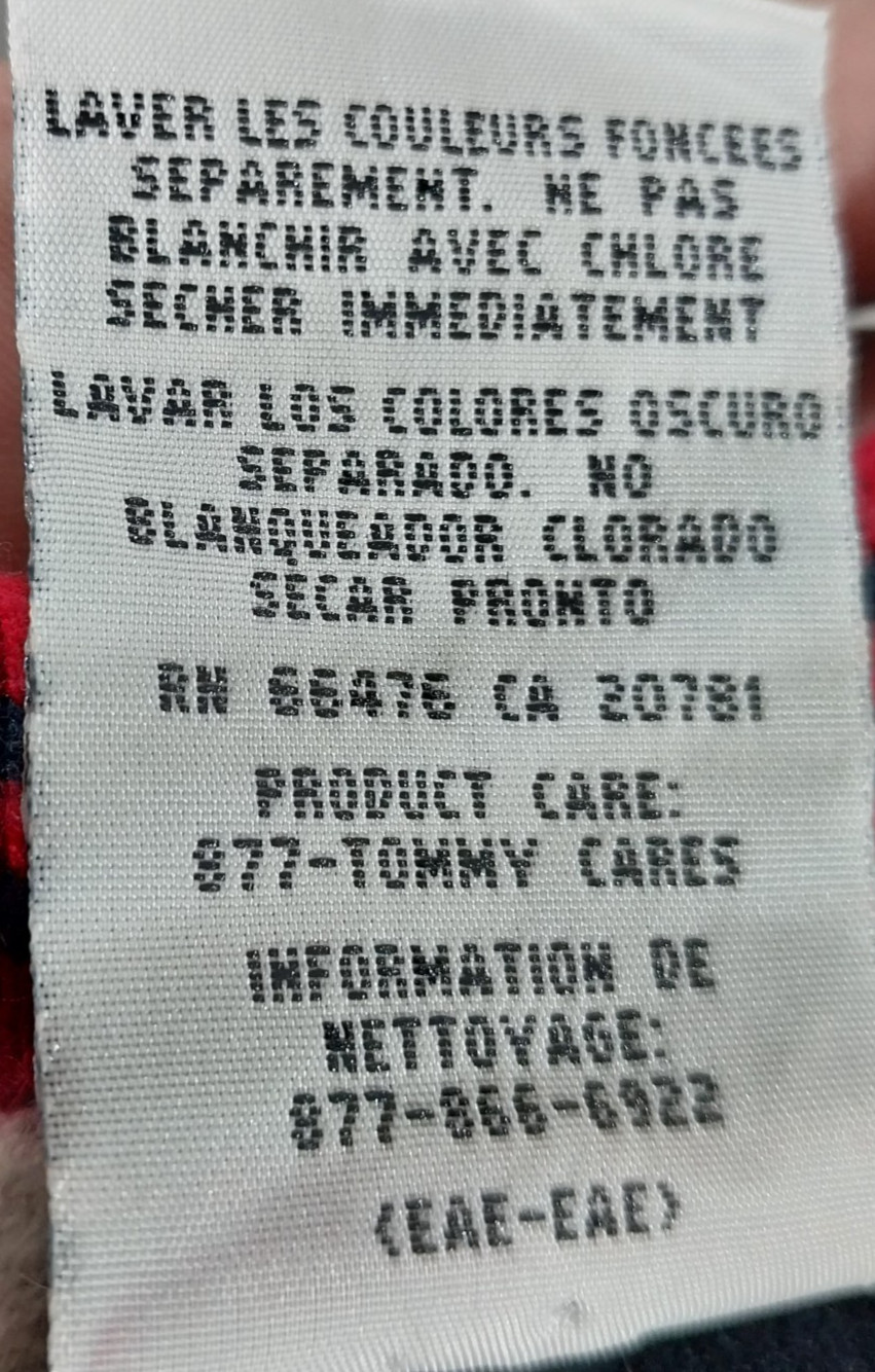 Vintage Tommy Hilfiger Tommy Jeans V-neck Navy/Red T-shirt Logo Collar Mens L thumbnail 9