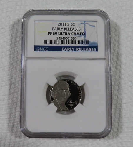 2011-S Jefferson nickel, Early Release In a PF69 Ultra Cameo by NGC, nice coin!