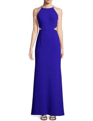 Aidan Mattox-Royal Blue Gown-Size 4-Cutout Open Back Halter-Formal-Wedding-Maxi
