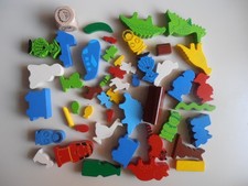 Ratz Fatz Spielfiguren Holzfiguren Konvolut Ersatzteile Zug Dino Fisch Würfel