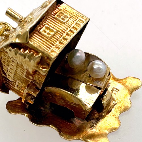 9K Gold Chalet Cabin or House Charm from Austria Opens to Reveal Sleepy Pearls! - Picture 6 of 13