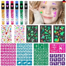 Tattoo Stifte Kinder, Glitzer Tattoo Set Kinder mit 6 Tattoostifte, 148