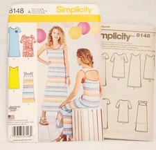 Semi Cut Simplicity Pattern #8148A Girls Knit Dresses Size US 8-16 2016 complete