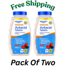 2-PACK Equate Ultra Strength 1000mg Antacid Tablets Fruit 160 Count Each