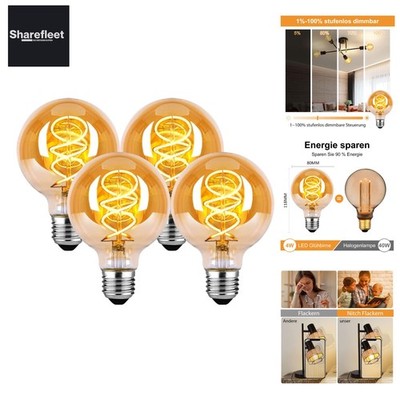 Edison Vintage Glühbirne, E27 LED Vintage Dimmbar 4W G80, E27 LED Warmweiss 2...
