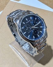 Image of Vtg Accurist MB964N Chronograph Blue Face Steel Bracelet 40mm Gents Quartz Watch
