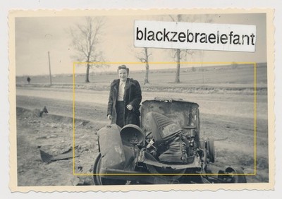 1389- Foto wk2 Auto Unfall  Wrack zwischen Wilnau und Minsk 1942