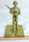 VTG Heavy Brass United States Soldier w/ Rifle Statue Military Figure WWII WW2