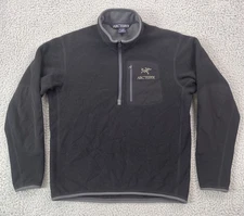 Arc'teryx Mens Medium Apache AR 1/2 Zip Polartec Fleece Pullover Sweater Black